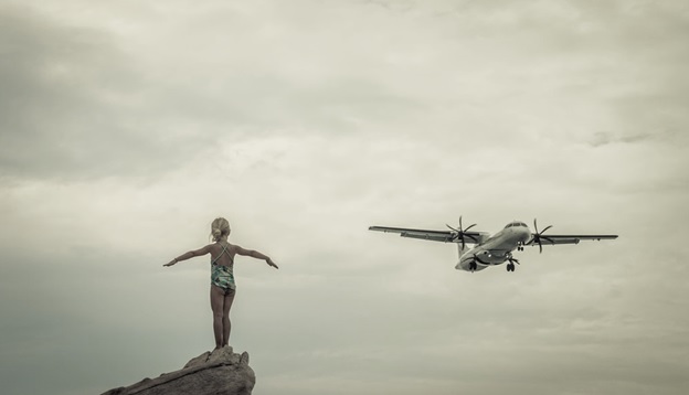 girl and plane